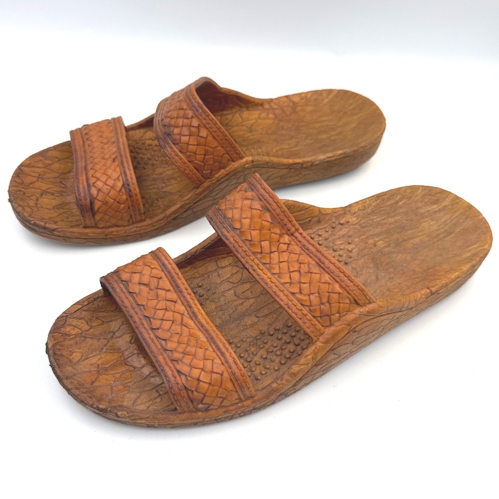 Pali Hawaii Sandals Women's 9 Brown Jandals Rubber Waterproof Boho Beach Slides